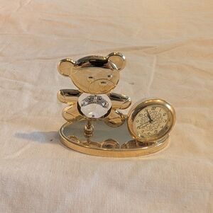 2/60$ Swarovski Gold Bear Clock with Crystal Accent (Crystocraft)